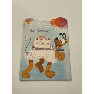 Vintage Greeting Card Birthday Disney Pluto  Donald Daisy Duck G6